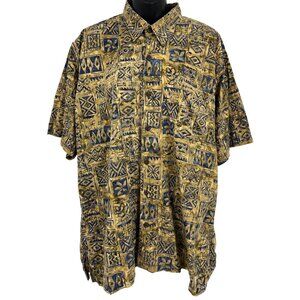 Pete Huntington XL Extra Large Brown Aloha Tribal Hawaiian Short Sleeve Shirt